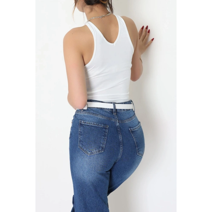 Sandy Önü Tokalı Çıtçıtlı Bluz Beyaz - 42803.1949.