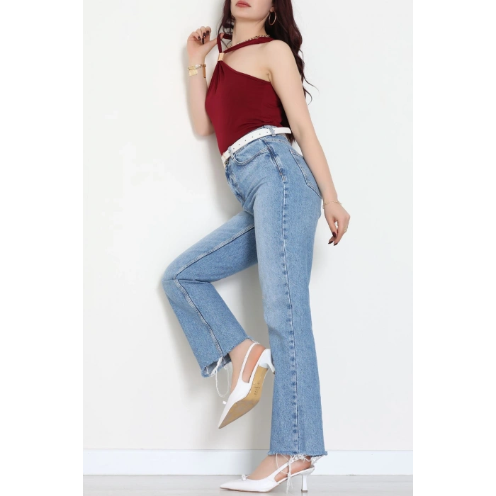 Sandy Önü Tokalı Çıtçıtlı Bluz Bordo - 42803.1949.