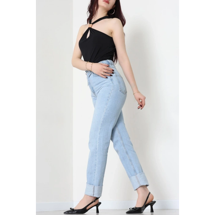 Sandy Önü Tokalı Çıtçıtlı Bluz Siyah - 42803.1949.