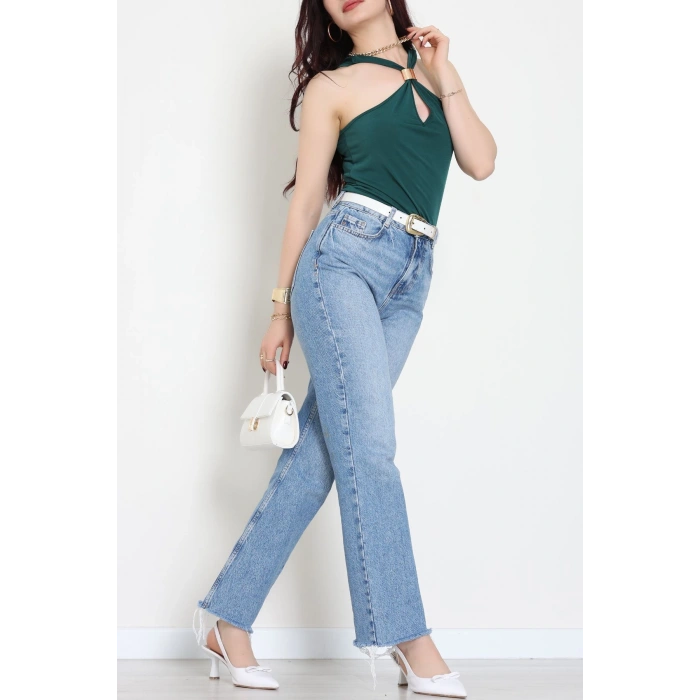 Sandy Önü Tokalı Çıtçıtlı Bluz Zümrüt - 42803.1949.