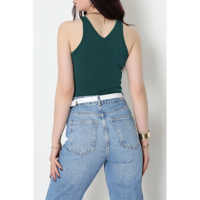 Sandy Önü Tokalı Çıtçıtlı Bluz Zümrüt - 42803.1949.