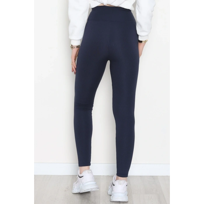 Şardonlu Yumuşak Dokulu Fitilli Tayt Lacivert - 52085.1098.