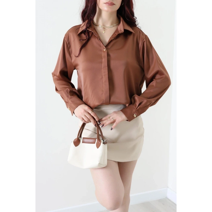 Saten Gömlek Kahve - 8075.1437.