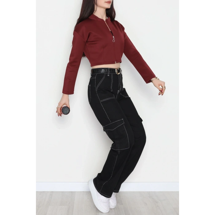 Scuba Fermuarlı Ceket Bordo - 1067.2119.