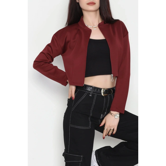 Scuba Fermuarlı Ceket Bordo - 1067.2119.