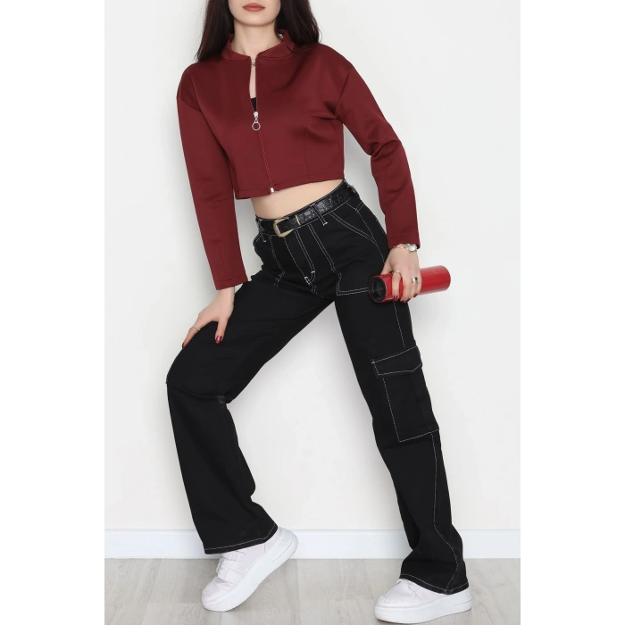 Scuba Fermuarlı Ceket Bordo - 1067.2119.