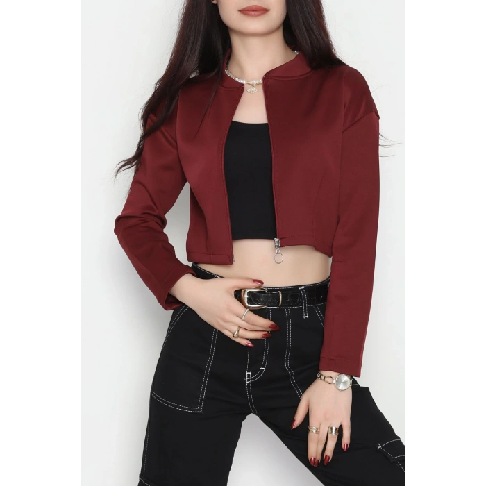 Scuba Fermuarlı Ceket Bordo - 1067.2119.