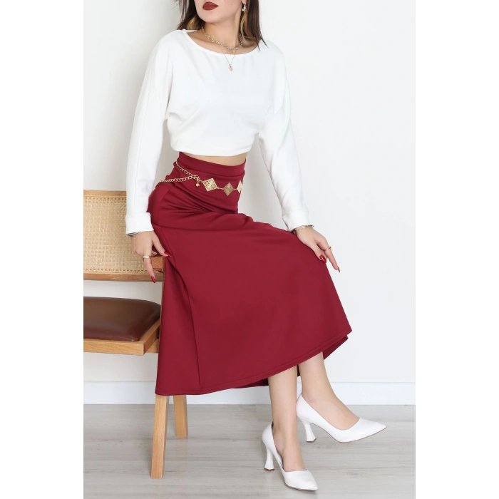 Scuba Kumaş Çan Etek Bordo - 51231.1567.