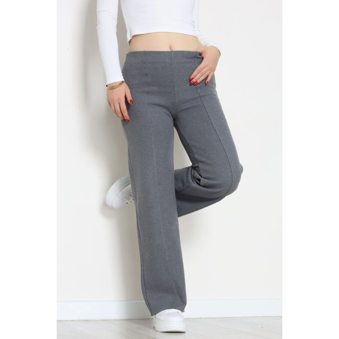 Selanik Kumaş Bel Lastikli Çımalı Pantolon Antrasit - 51226.1567.