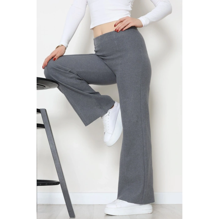 Selanik Kumaş Bel Lastikli Çımalı Pantolon Antrasit - 51226.1567.