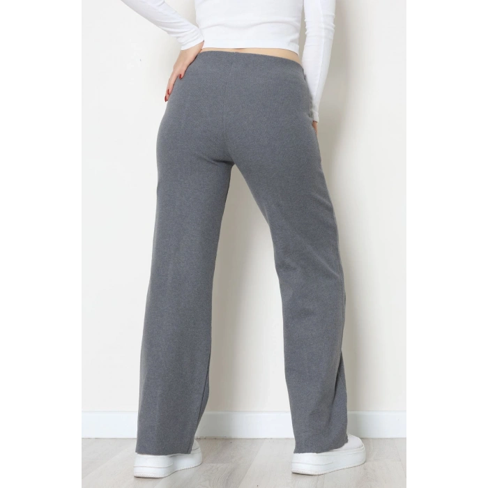 Selanik Kumaş Bel Lastikli Çımalı Pantolon Antrasit - 51226.1567.