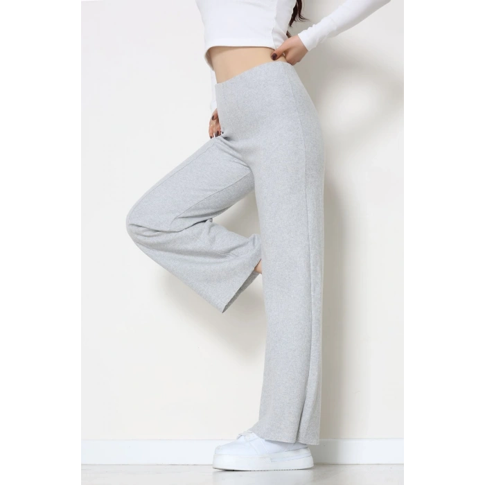 Selanik Kumaş Bel Lastikli Çımalı Pantolon Gri - 51226.1567.