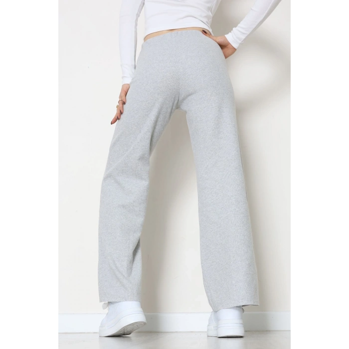 Selanik Kumaş Bel Lastikli Çımalı Pantolon Gri - 51226.1567.