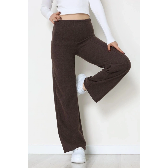 Selanik Kumaş Bel Lastikli Çımalı Pantolon Kahve - 51226.1567.