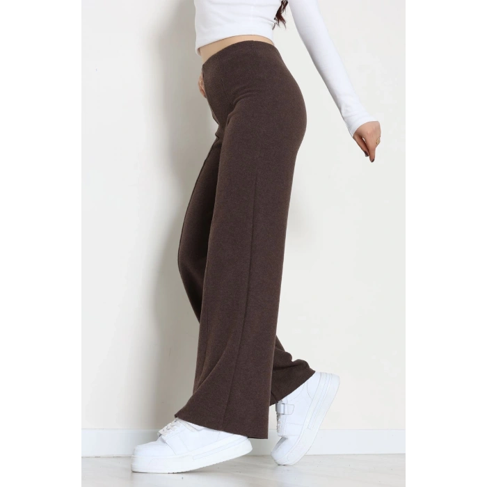 Selanik Kumaş Bel Lastikli Çımalı Pantolon Kahve - 51226.1567.