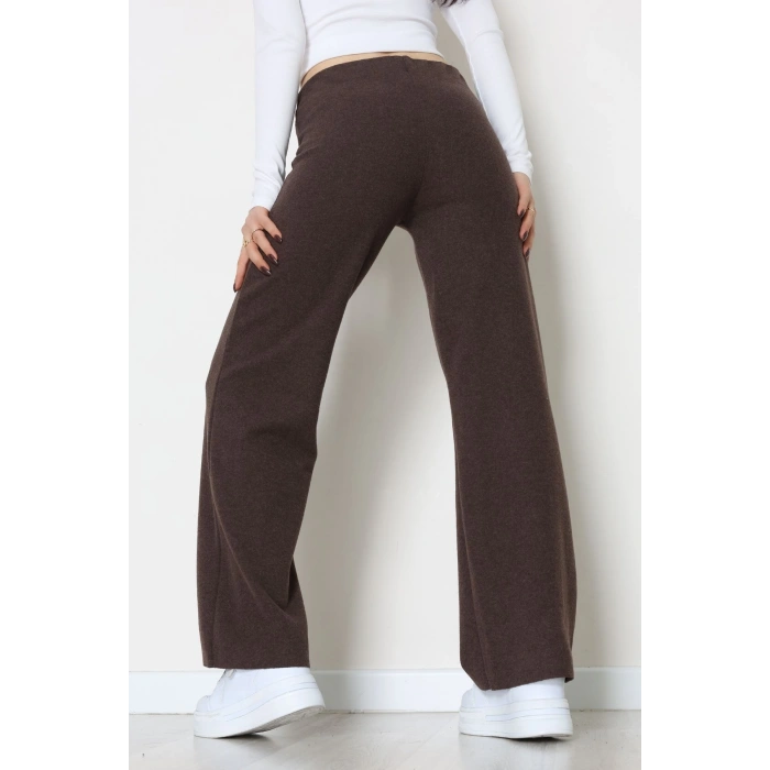 Selanik Kumaş Bel Lastikli Çımalı Pantolon Kahve - 51226.1567.