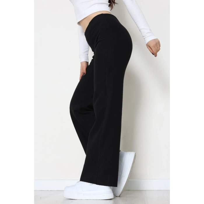 Selanik Kumaş Bel Lastikli Çımalı Pantolon Siyah - 51226.1567.