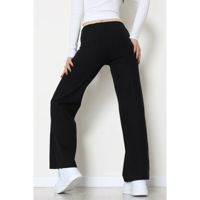 Selanik Kumaş Bel Lastikli Çımalı Pantolon Siyah - 51226.1567.