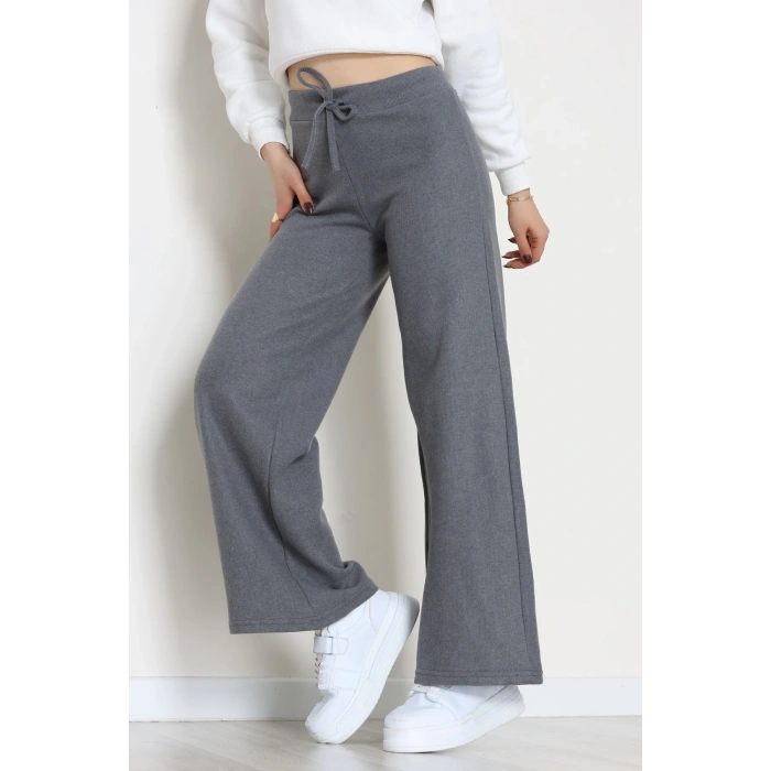 Selanik Kumaş Bel Lastikli Palazzo Pantolon Antrasit - 51228.1567.