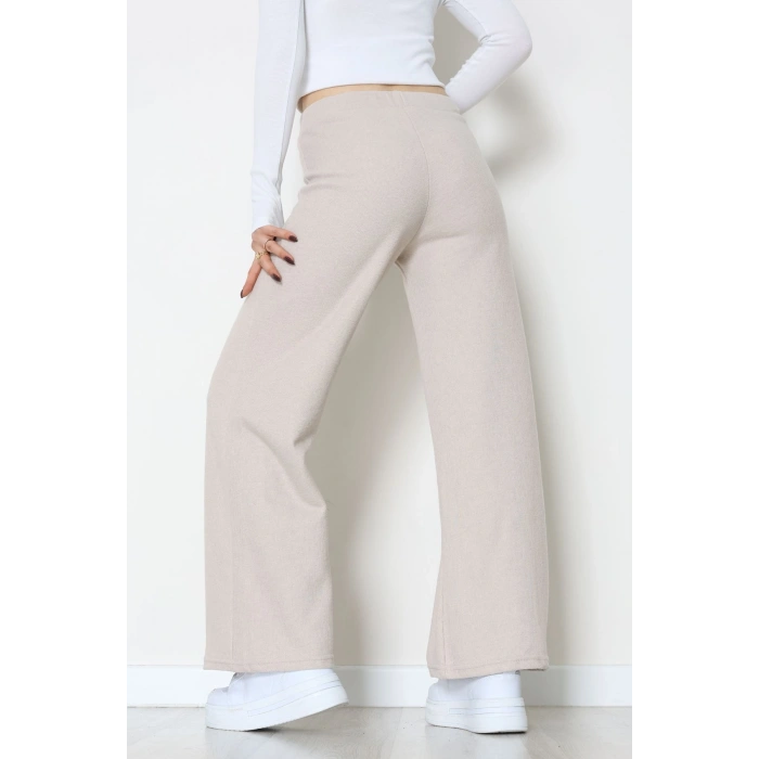 Selanik Kumaş Bel Lastikli Palazzo Pantolon Bej - 51228.1567.