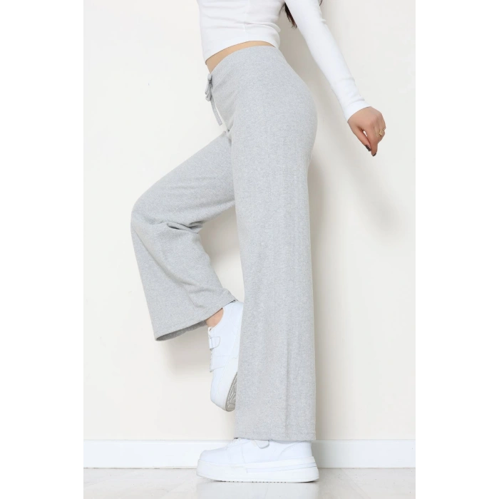 Selanik Kumaş Bel Lastikli Palazzo Pantolon Gri - 51228.1567.