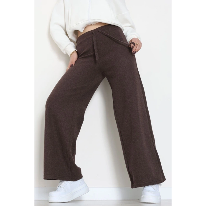 Selanik Kumaş Bel Lastikli Palazzo Pantolon Kahve - 51228.1567.