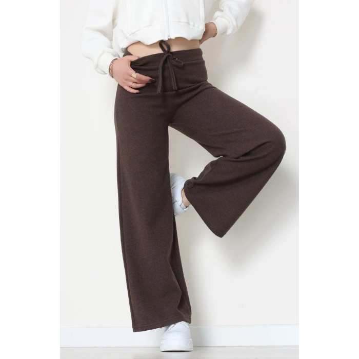 Selanik Kumaş Bel Lastikli Palazzo Pantolon Kahve - 51228.1567.