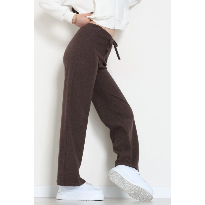 Selanik Kumaş Bel Lastikli Palazzo Pantolon Kahve - 51228.1567.