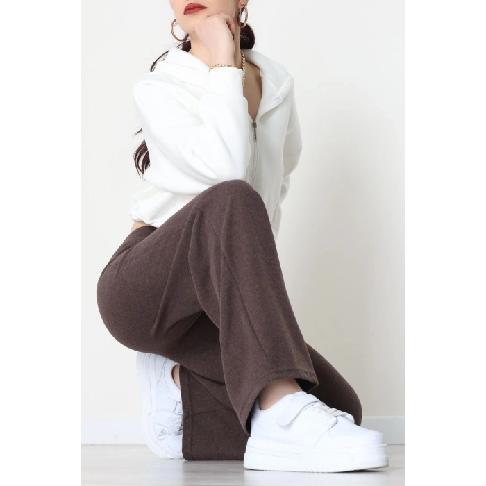 Selanik Kumaş Bel Lastikli Palazzo Pantolon Kahve - 51228.1567.