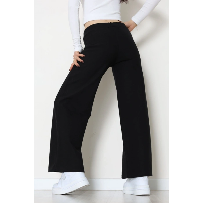 Selanik Kumaş Bel Lastikli Palazzo Pantolon Siyah - 51228.1567.