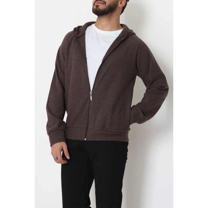 Selanik Kumaş Kapşonlu Erkek Sweat Acıkahve - 42799.1567.