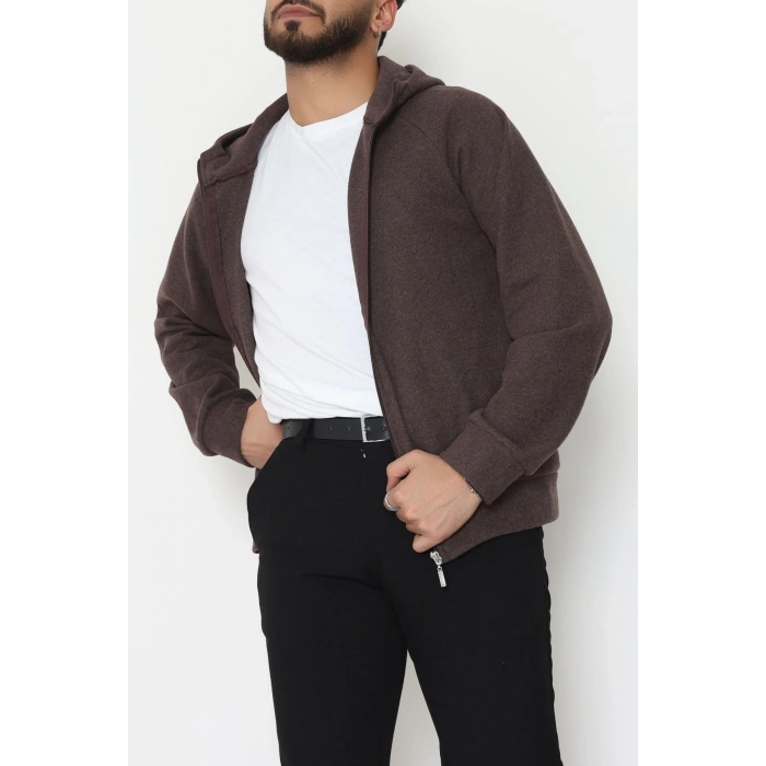 Selanik Kumaş Kapşonlu Erkek Sweat Acıkahve - 42799.1567.