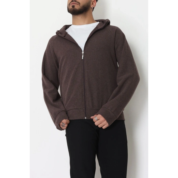 Selanik Kumaş Kapşonlu Erkek Sweat Acıkahve - 42799.1567.