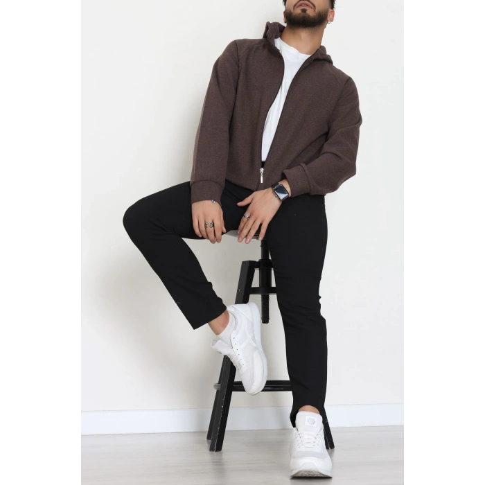 Selanik Kumaş Kapşonlu Erkek Sweat Acıkahve - 42799.1567.