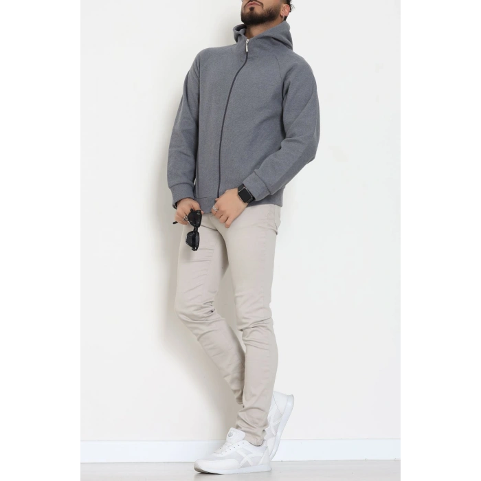 Selanik Kumaş Kapşonlu Erkek Sweat Antrasit - 42799.1567.