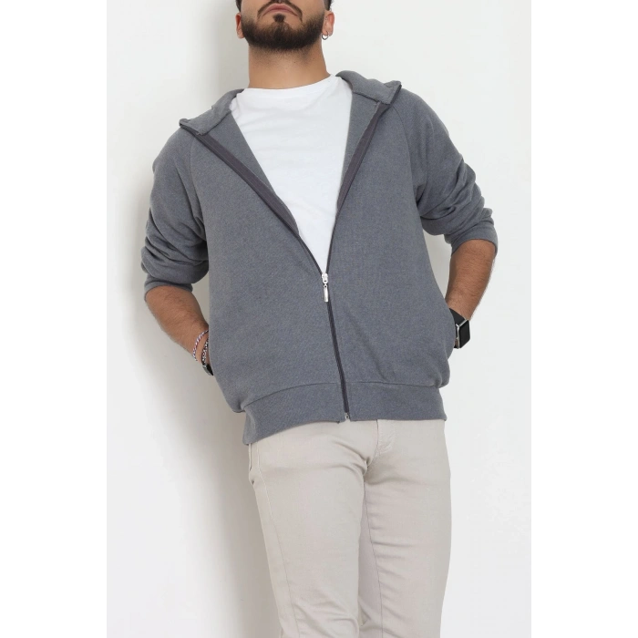 Selanik Kumaş Kapşonlu Erkek Sweat Antrasit - 42799.1567.