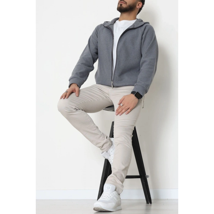 Selanik Kumaş Kapşonlu Erkek Sweat Antrasit - 42799.1567.