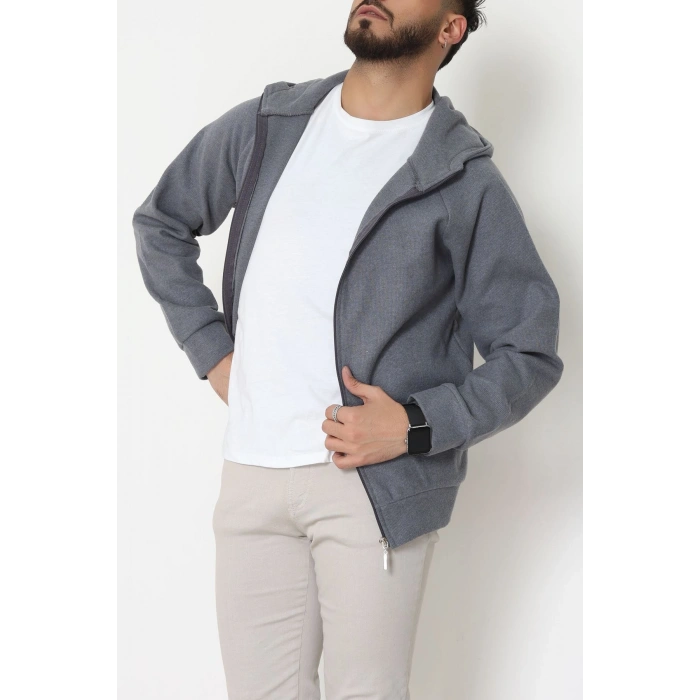 Selanik Kumaş Kapşonlu Erkek Sweat Antrasit - 42799.1567.