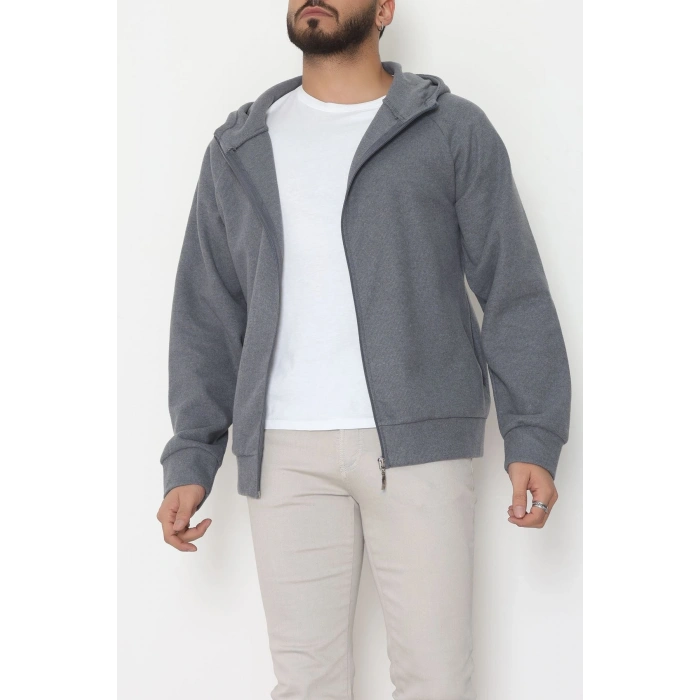 Selanik Kumaş Kapşonlu Erkek Sweat Füme - 42799.1567.