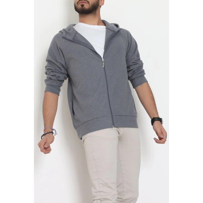 Selanik Kumaş Kapşonlu Erkek Sweat Füme - 42799.1567.