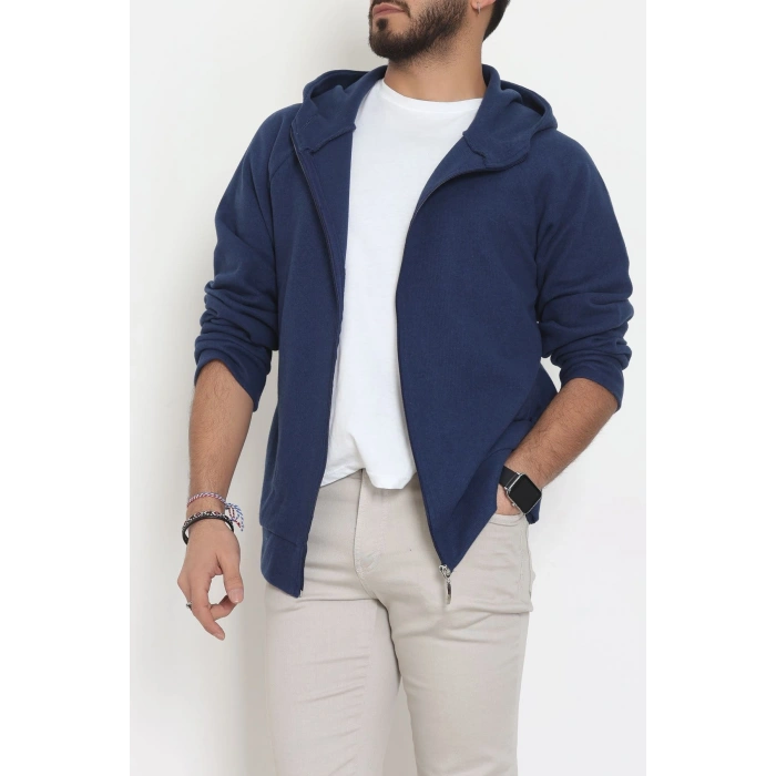 Selanik Kumaş Kapşonlu Erkek Sweat Lacivert - 42799.1567.