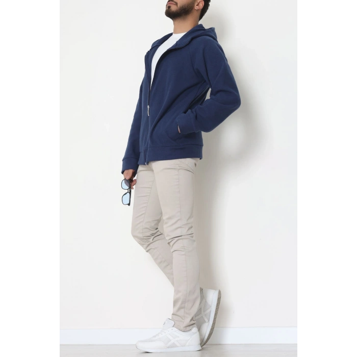 Selanik Kumaş Kapşonlu Erkek Sweat Lacivert - 42799.1567.