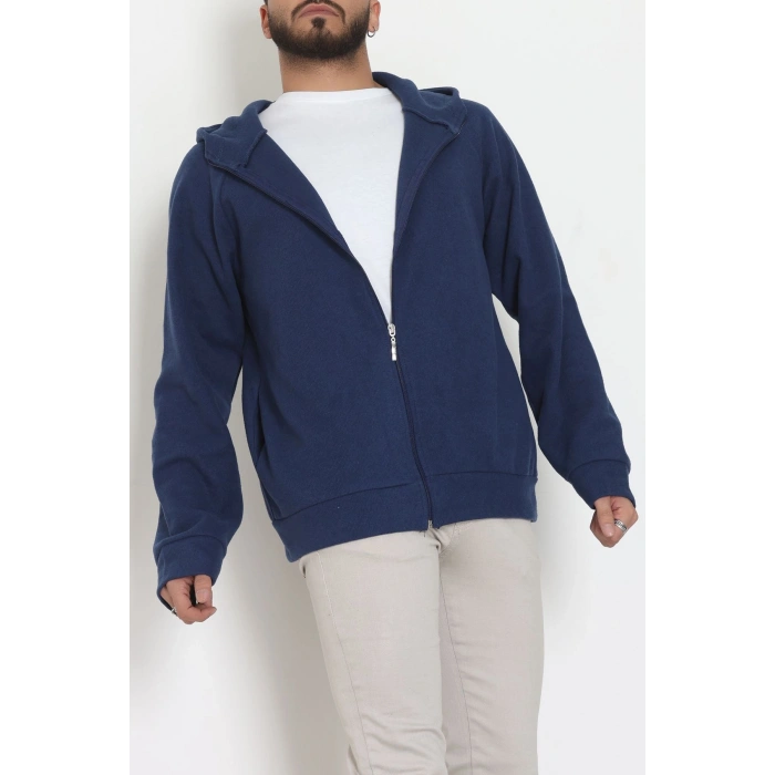Selanik Kumaş Kapşonlu Erkek Sweat Lacivert - 42799.1567.
