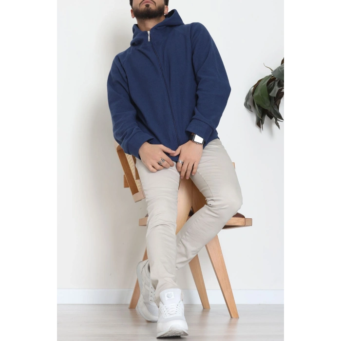 Selanik Kumaş Kapşonlu Erkek Sweat Lacivert - 42799.1567.