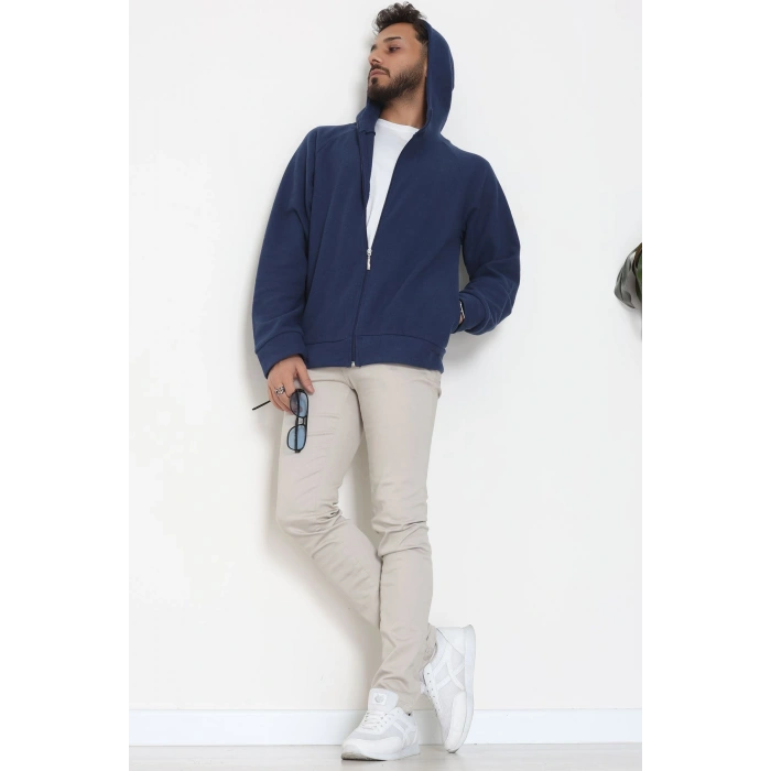 Selanik Kumaş Kapşonlu Erkek Sweat Lacivert - 42799.1567.