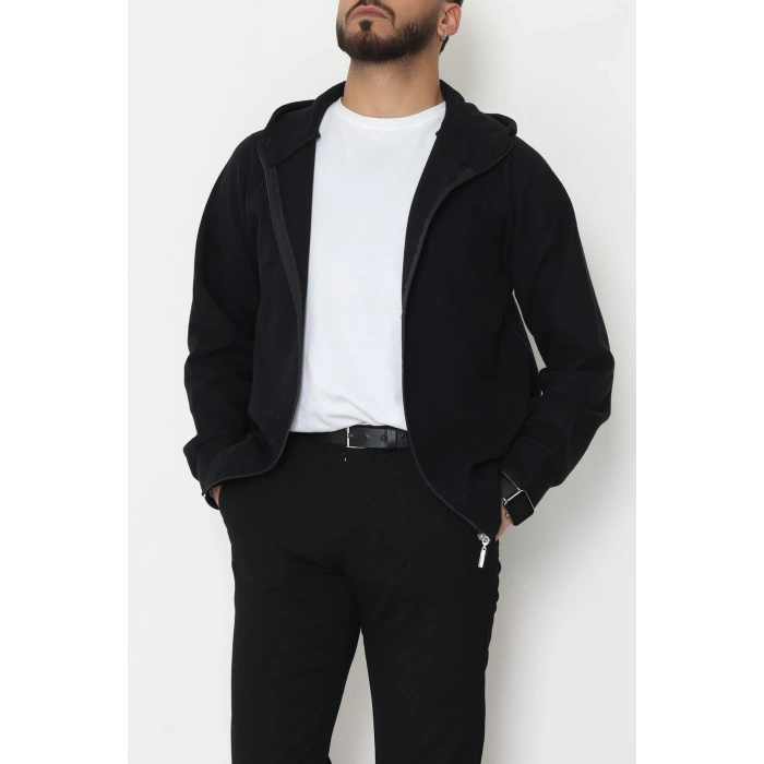Selanik Kumaş Kapşonlu Erkek Sweat Siyah - 42799.1567.