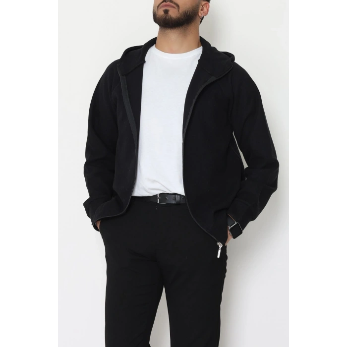 Selanik Kumaş Kapşonlu Erkek Sweat Siyah - 42799.1567.