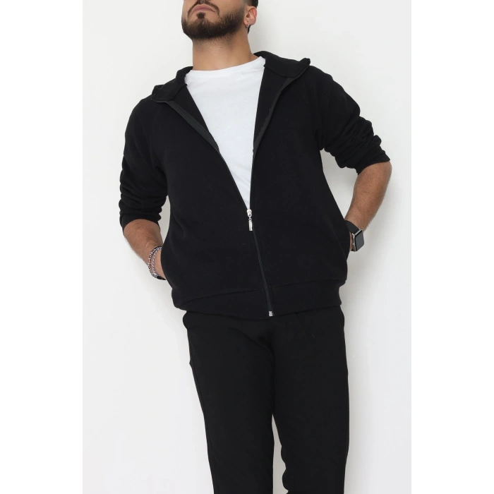Selanik Kumaş Kapşonlu Erkek Sweat Siyah - 42799.1567.