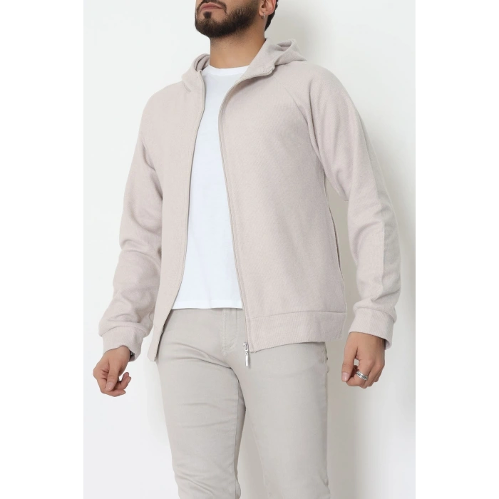 Selanik Kumaş Kapşonlu Erkek Sweat Taş - 42799.1567.