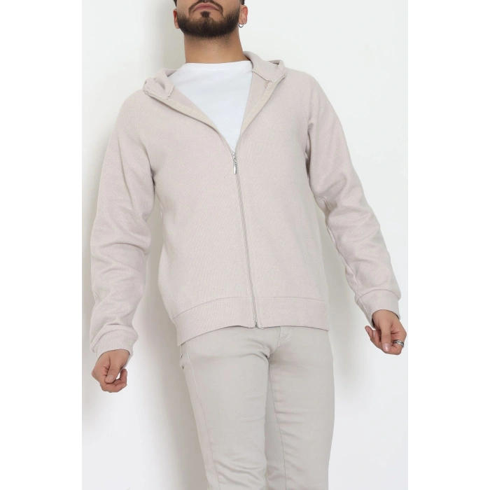 Selanik Kumaş Kapşonlu Erkek Sweat Taş - 42799.1567.
